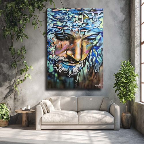 Cuadro Rostro de Jesus Azul